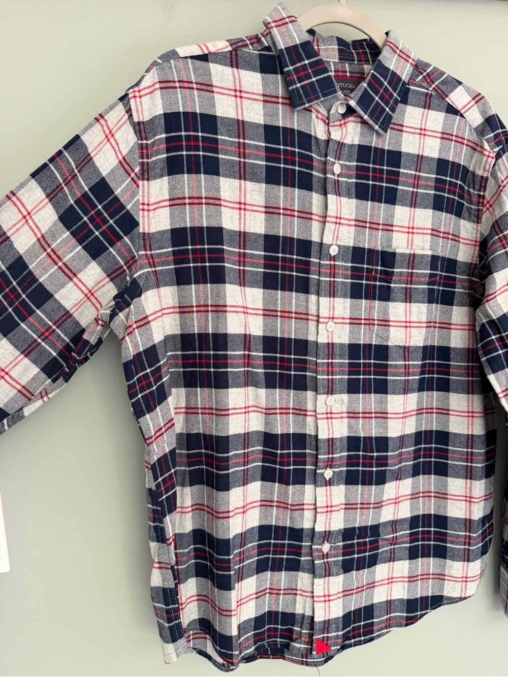 UNTUCKit "Campeneta" 100% Cotton Blue Red Gray Plaid Long Sleeve Flannel Shirt - Picture 5 of 15